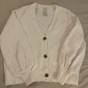 White Button-Up Women's Sweater